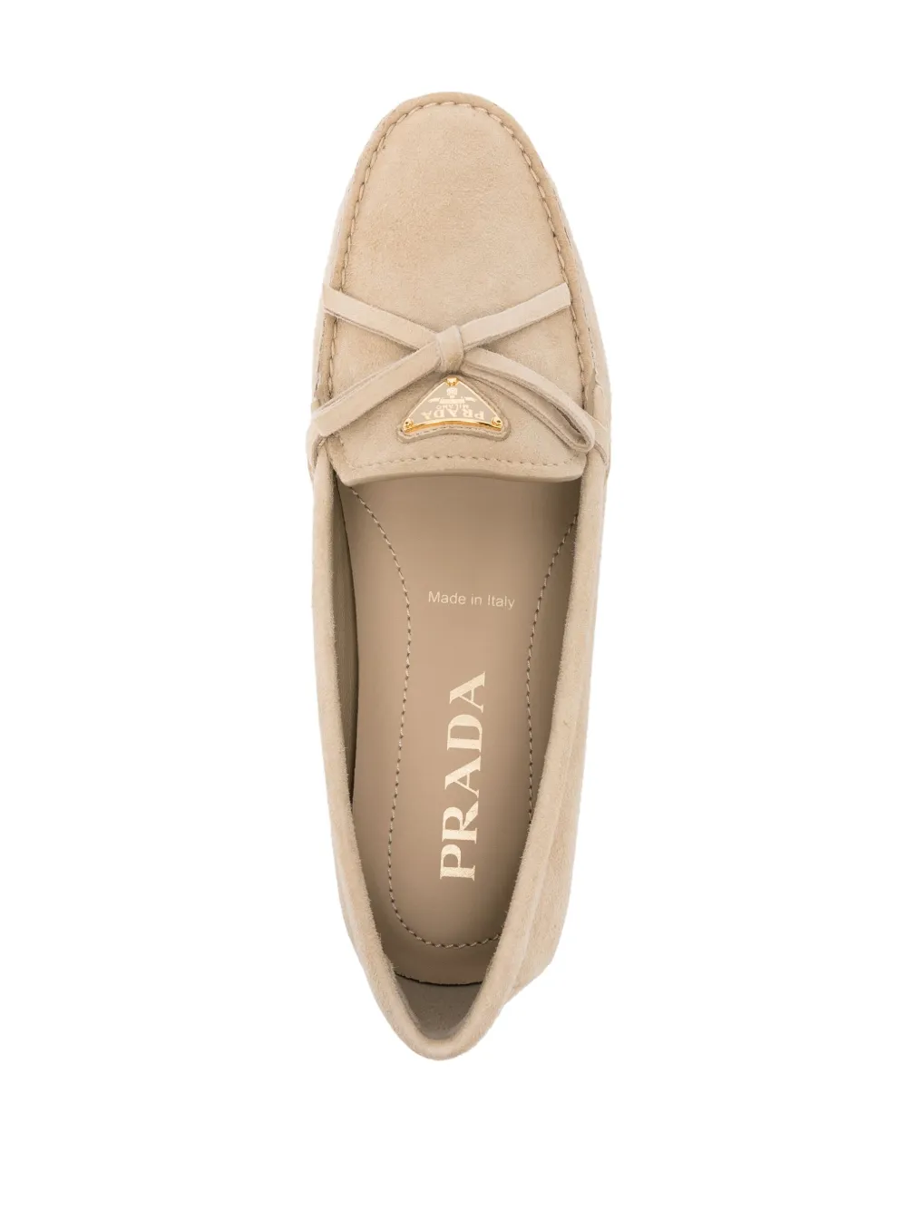 Prada Loafers With Decorative Bow Detail In Nude
