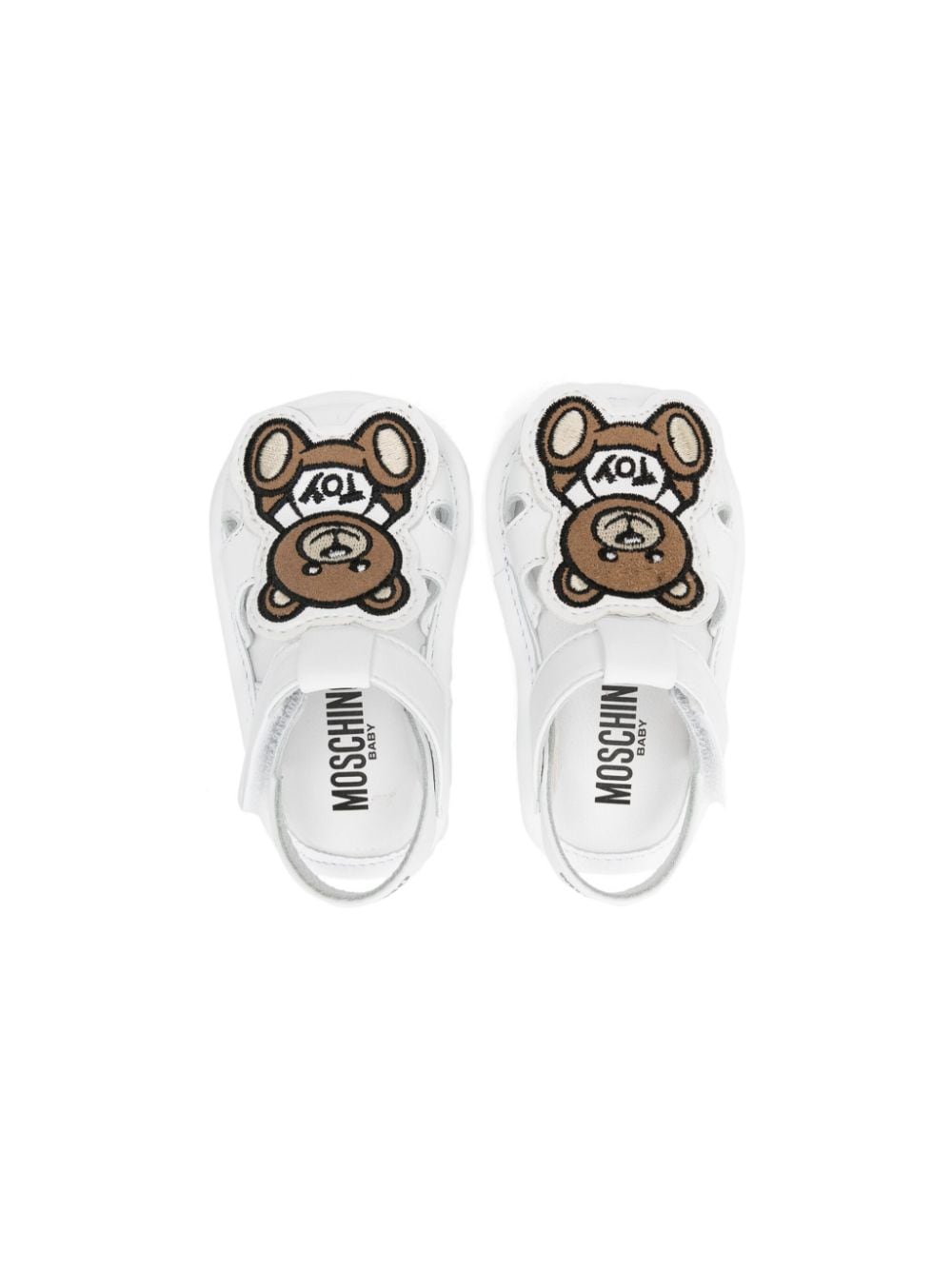 Shop Moschino Teddy Bear-patch Leather Sandals In 白色