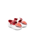 Moschino Kids heart-appliqué leather ballerina shoes - White