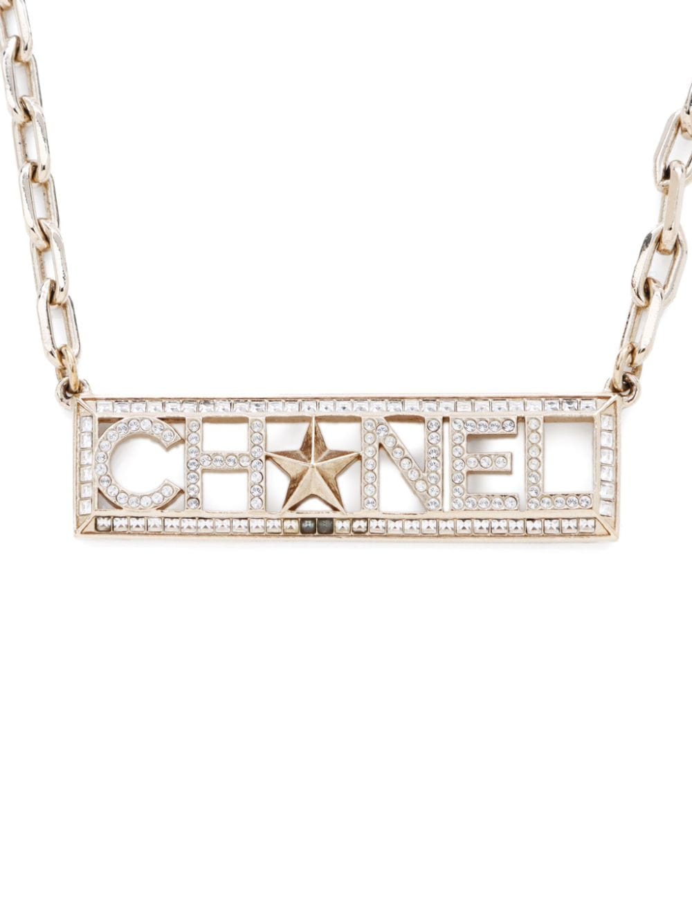 CHANEL Pre-Owned 2000s halsketting met logoplakkaat - Goud