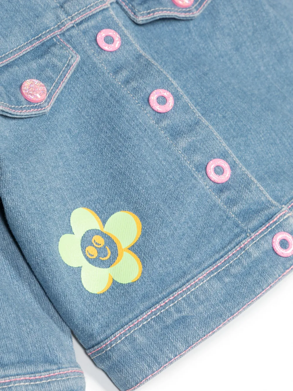 Shop Billieblush Logo-print Denim Jacket In Blue