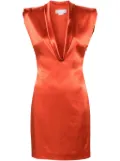 Genny shawl-collar satin minidress - Red