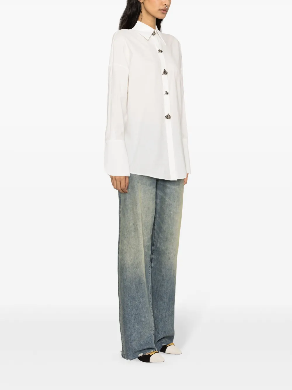 GENNY APPLIQUÉ-DETAIL MUSLIN SHIRT 
