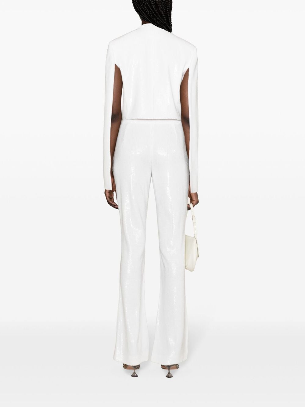 Shop Genny Sequinned Flared Trousers In White