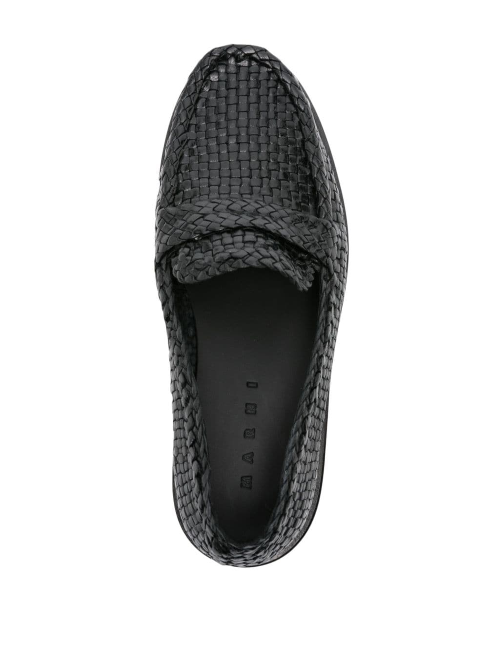Shop Marni Bambi Woven Leather Loafers In Black