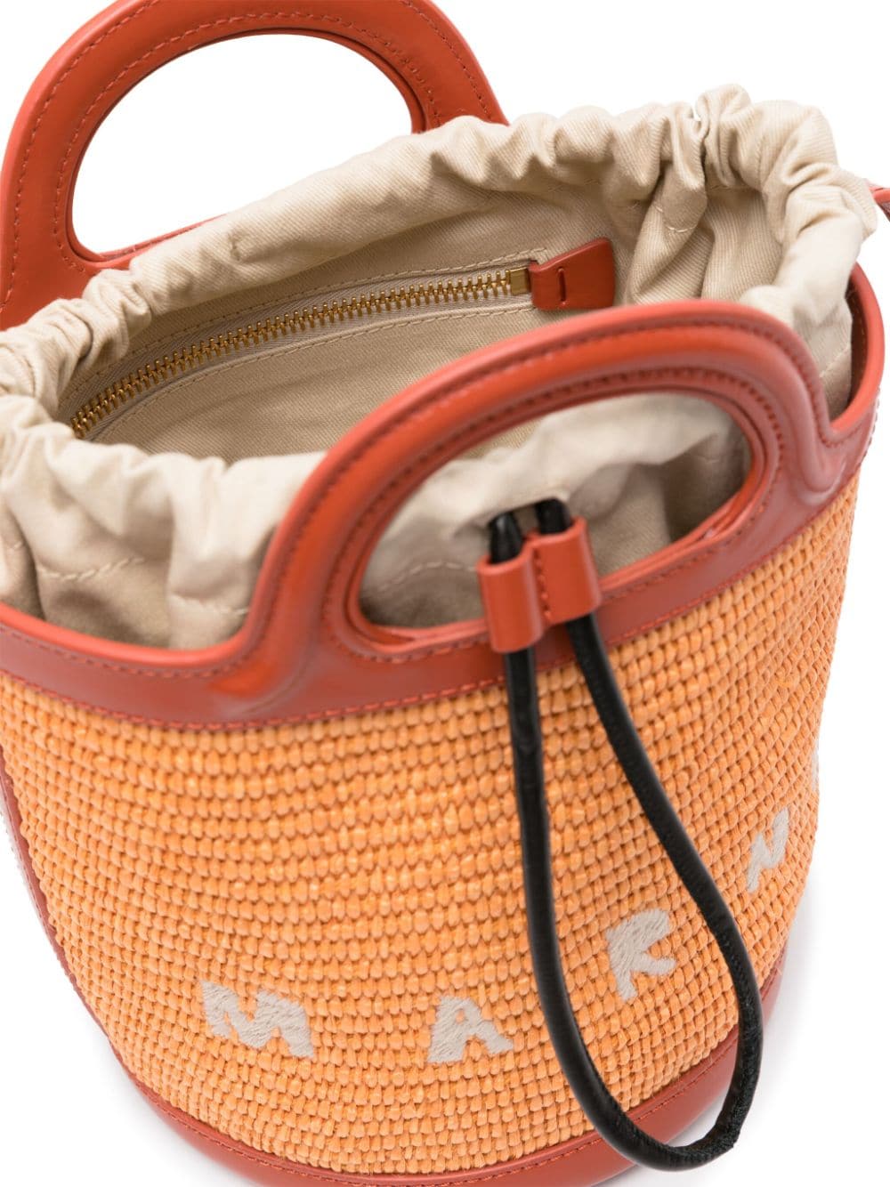 Shop Marni Mini Tropicalia Bucket Bag In 褐色