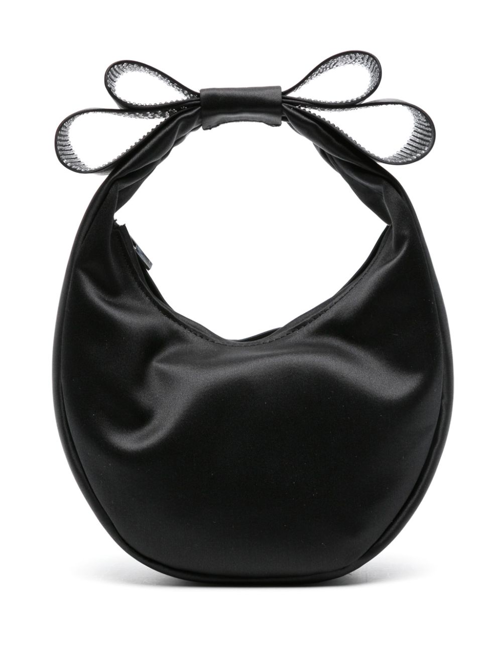 Shop Mach & Mach Bow-detail Satin Tote Bag In Black