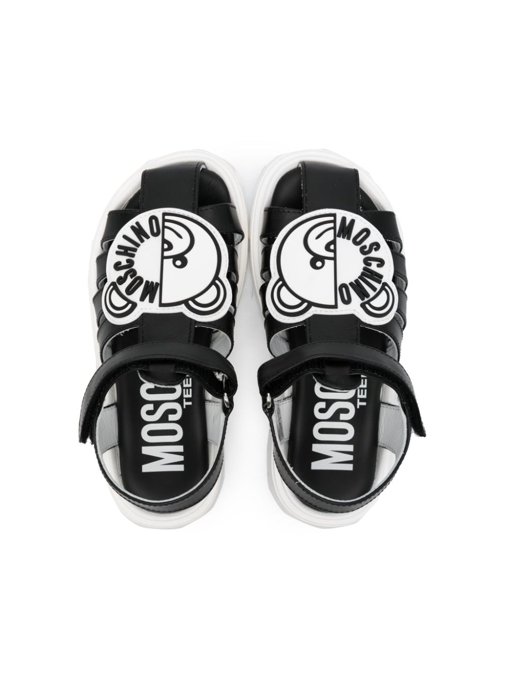 Shop Moschino Leo Teddy-appliqué Sandals In Black