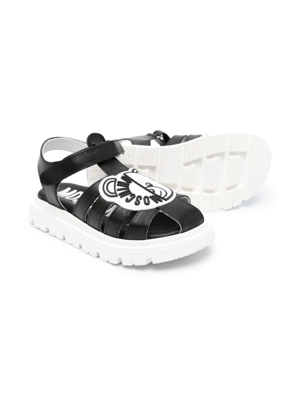 Shop Moschino Leo Teddy-appliqué Sandals In Black