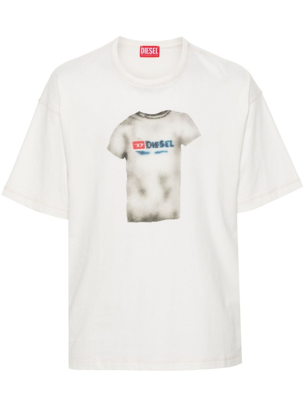 Shop Diesel T-boxt-n12 Cotton T-shirt In Neutrals