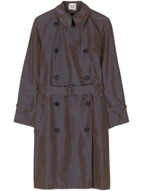 Hermès Pre-Owned iridescent effect double-breasted trench coat