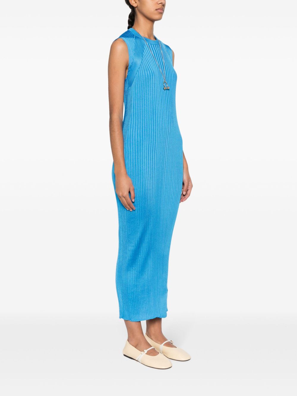 Shop Jil Sander Ribbed Maxi Dress In Blau