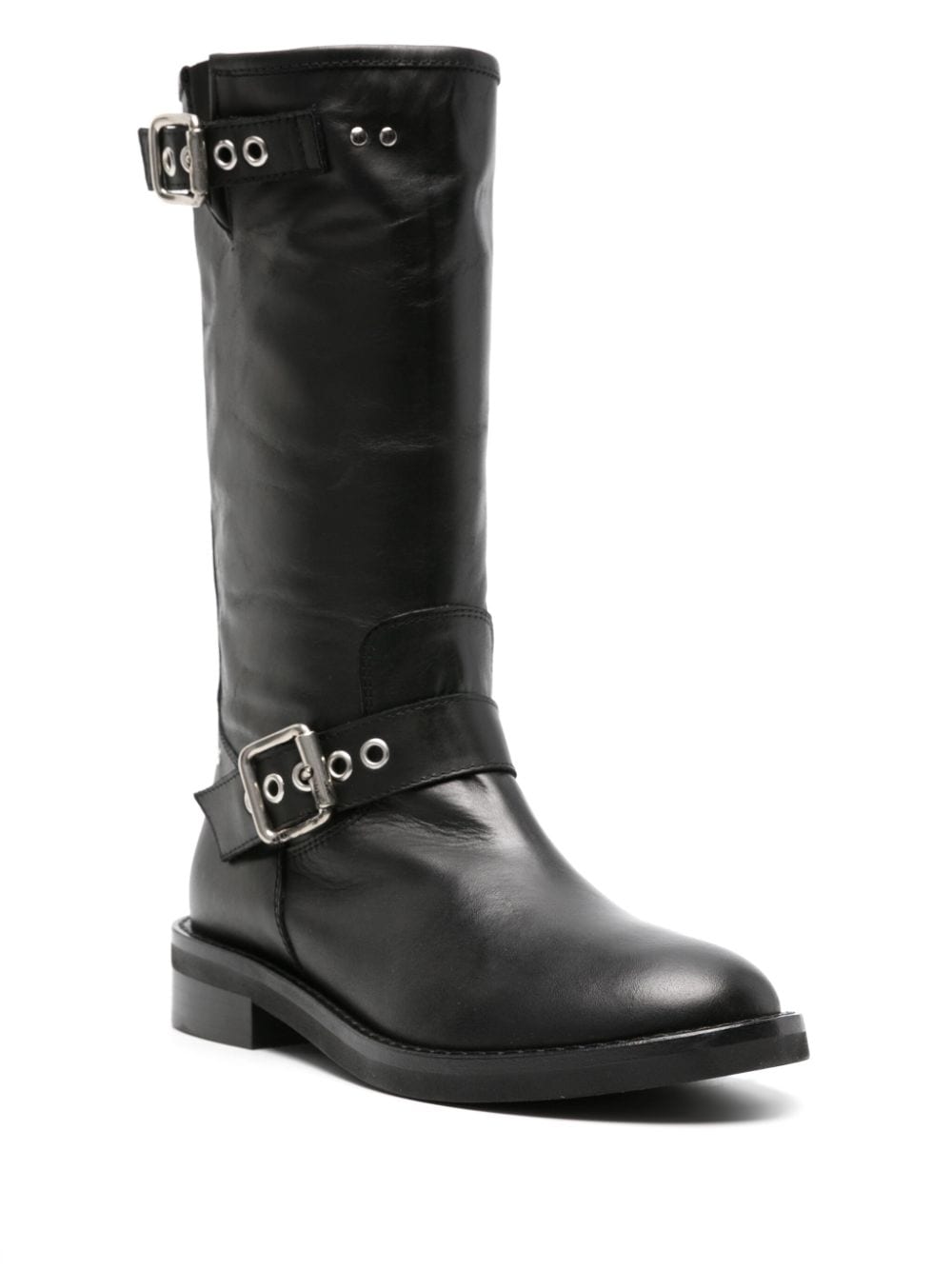 Shop Via Roma 15 Malibu Mid-calf Leather Boots In 黑色