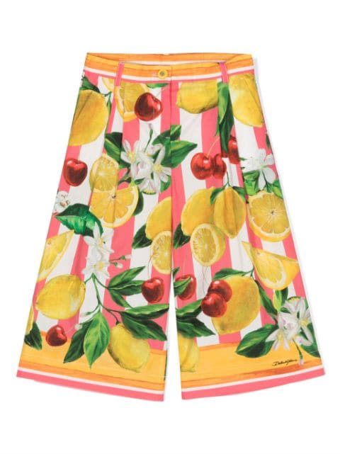 Dolce & Gabbana Kids wide-leg lemon-print trousers
