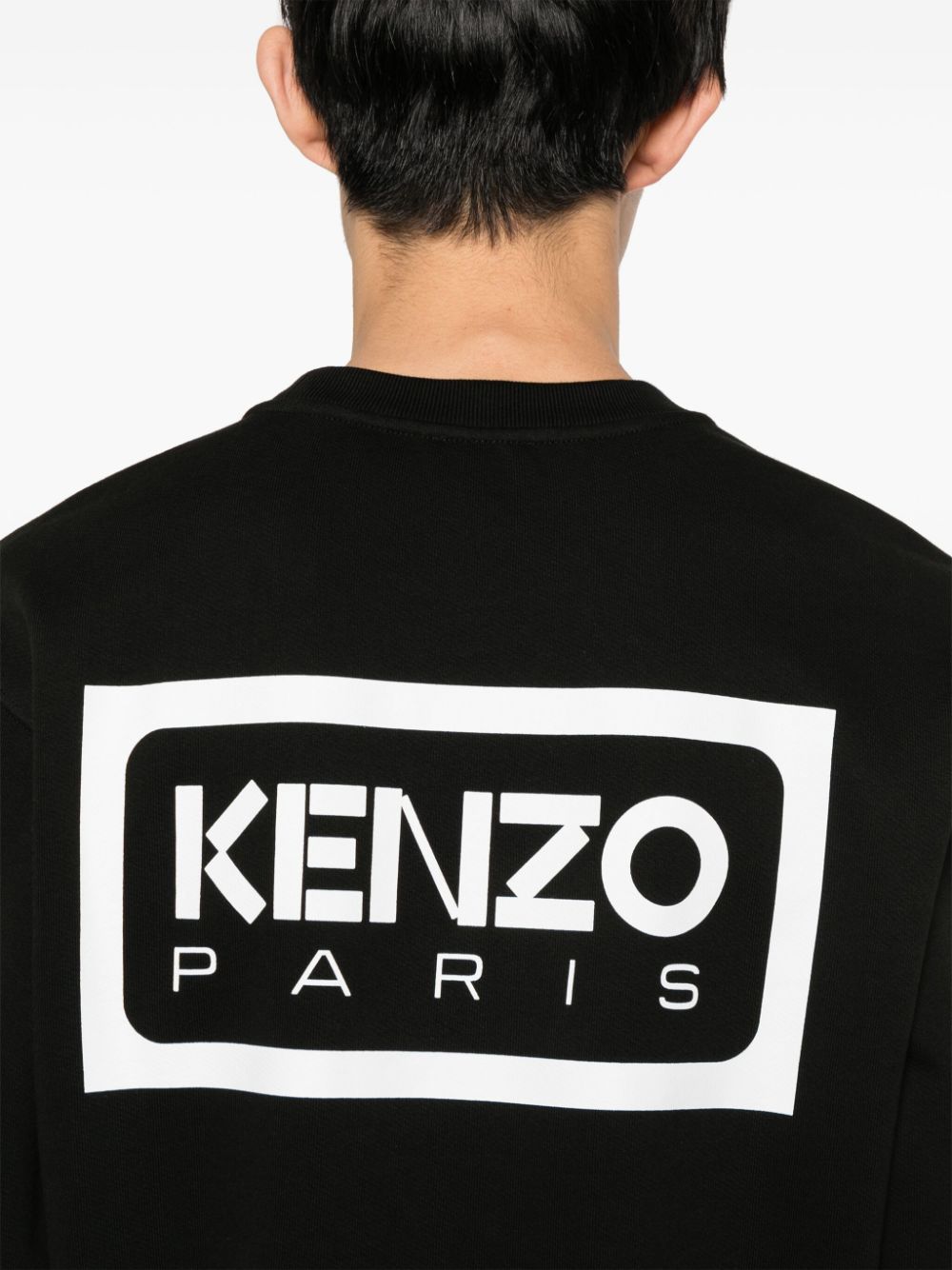 Shop Kenzo Logo-embroidered Cotton Sweatshirt In Black