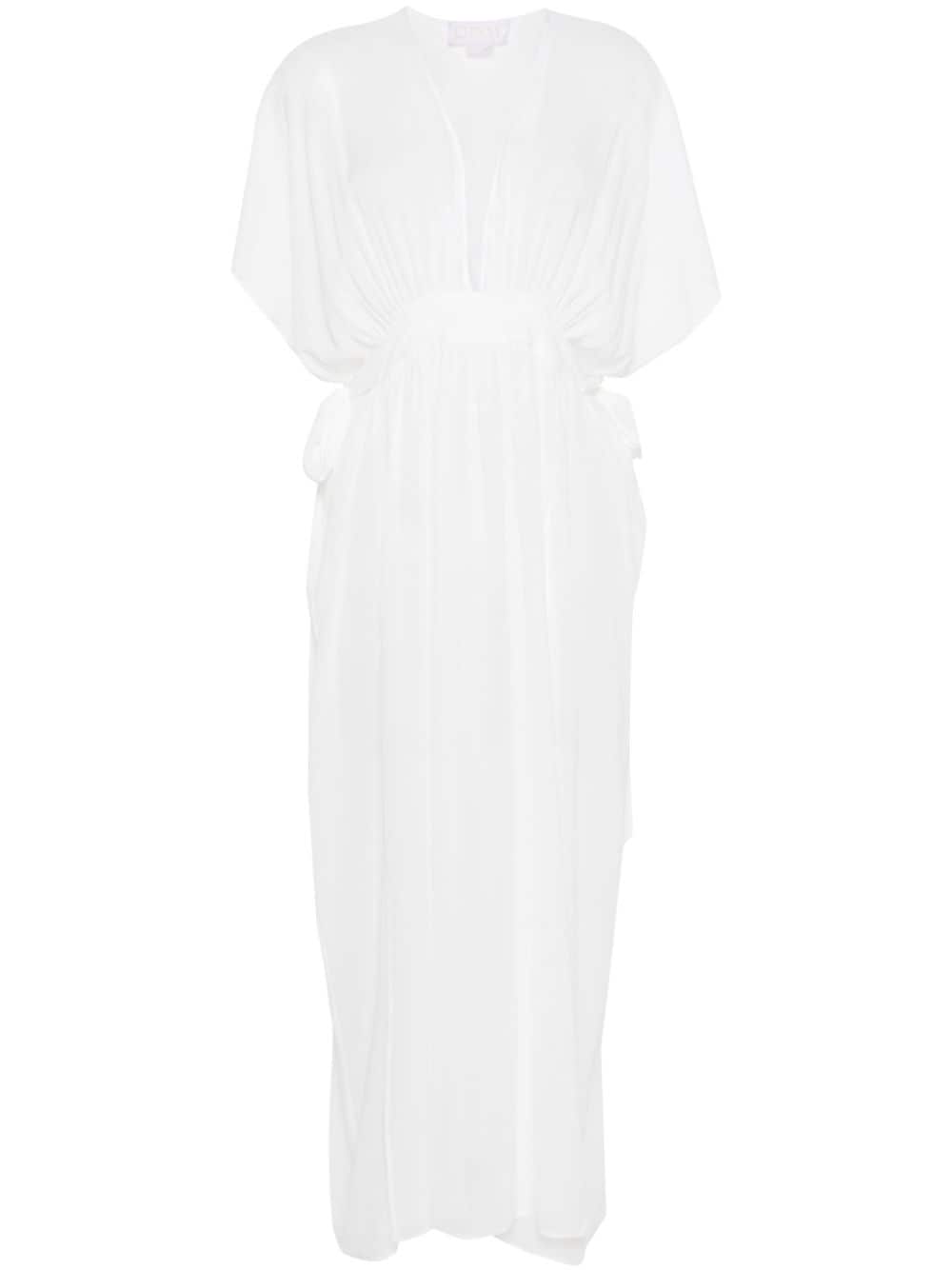 Genny Belted Silk Maxi Dress In White