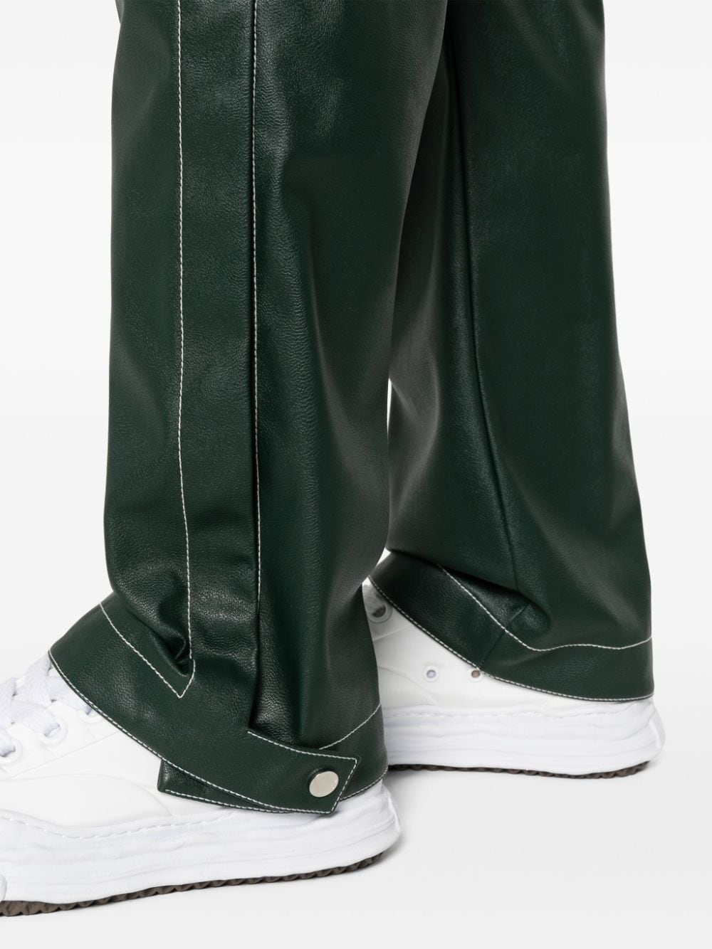 Shop Amiri Logo-embroidered Straight Trousers In Green