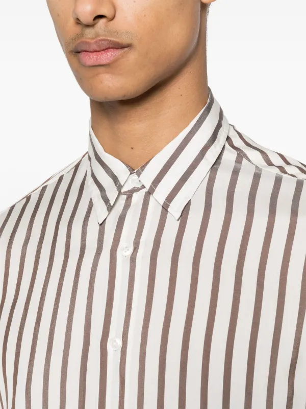 Lardini Striped Silk Shirt | Neutrals | FARFETCH 