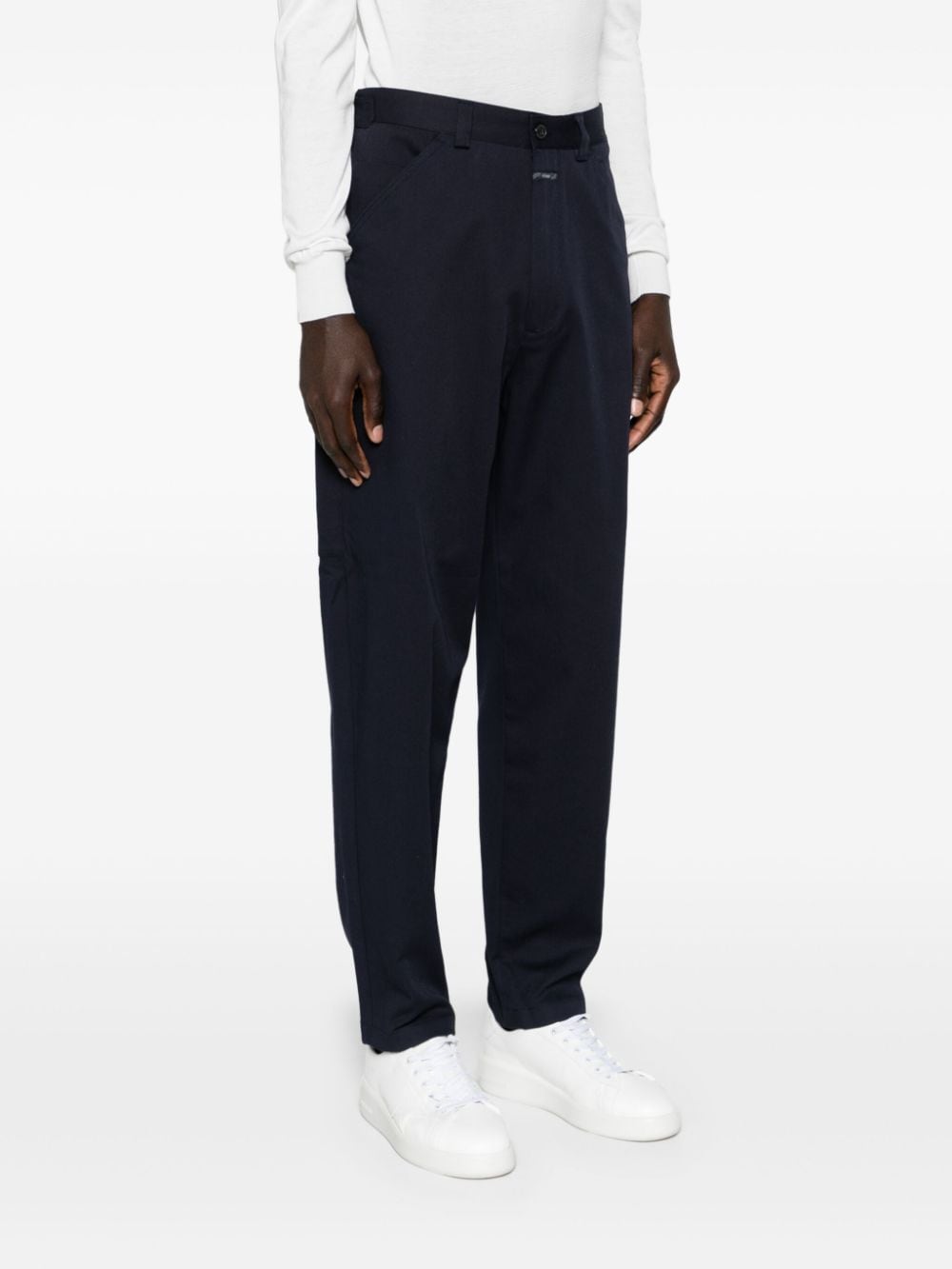 Shop Closed Tapered-leg Twill Trousers In Blue
