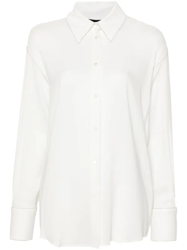 Fabiana Filippi Long Sleeve Collared Shirt | White | FARFETCH AO