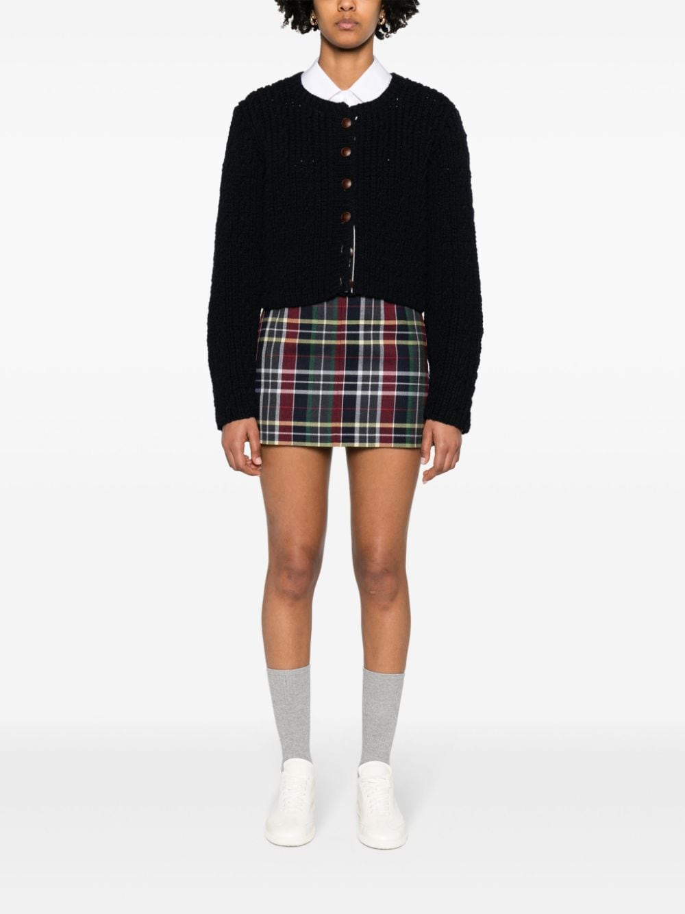 Thom Browne Geruite wollen mini-rok - Blauw