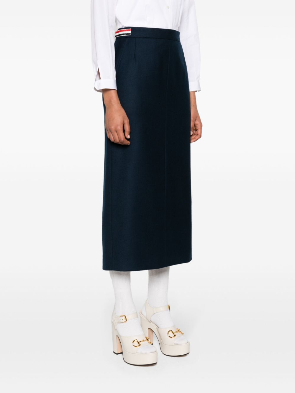 Thom Browne High waist midi-rok Blauw