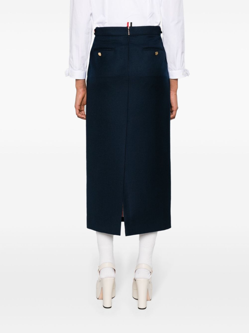 Thom Browne High waist midi-rok Blauw