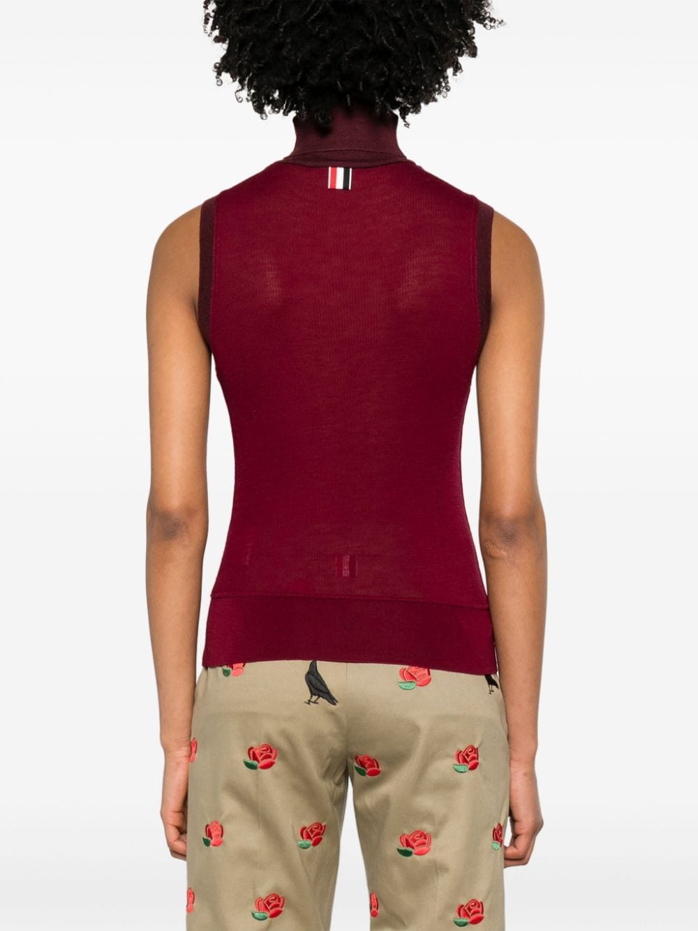 Shop Thom Browne Roll-neck Sleeveless Wool Top In Rot