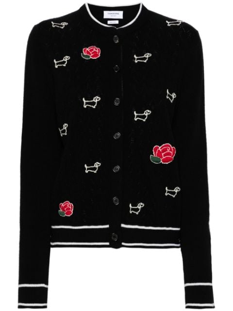 Thom Browne Hector And Rose embroidered wool cardigan