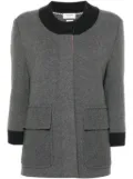 Thom Browne contrasting-trim wool blend cardi-coat - Grey