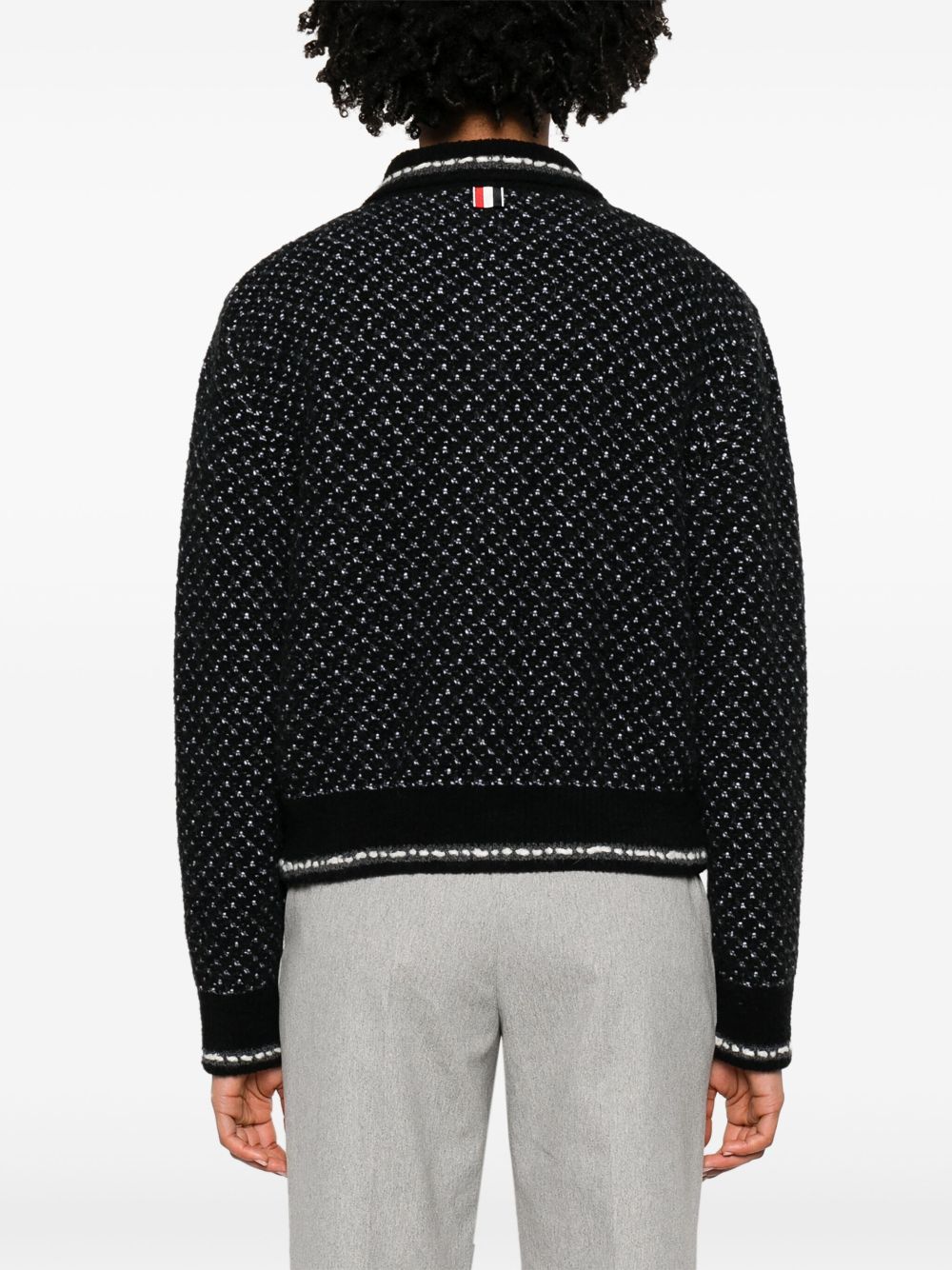 Thom Browne Tweed bomberjack met brede kraag Zwart