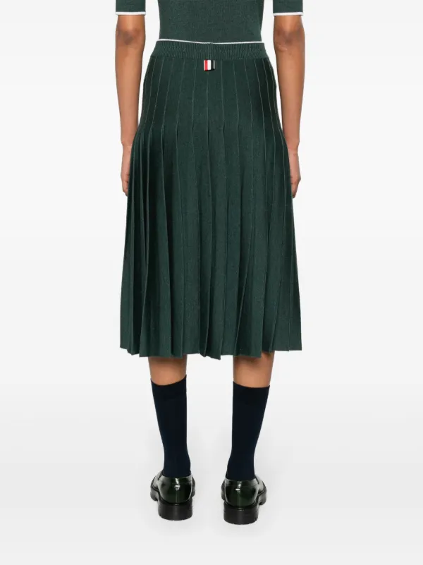 スカート THOM BROWNE FW24 Knitted pleated skirt (FKK132BY1037 100) Thom Browne Pleated Knitted Mini Skirt | White | FARFETCH