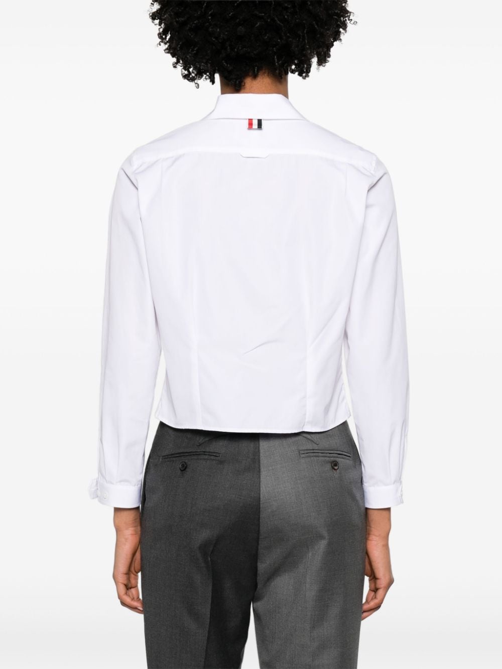 Shop Thom Browne Cropped Cotton Shirt In 白色