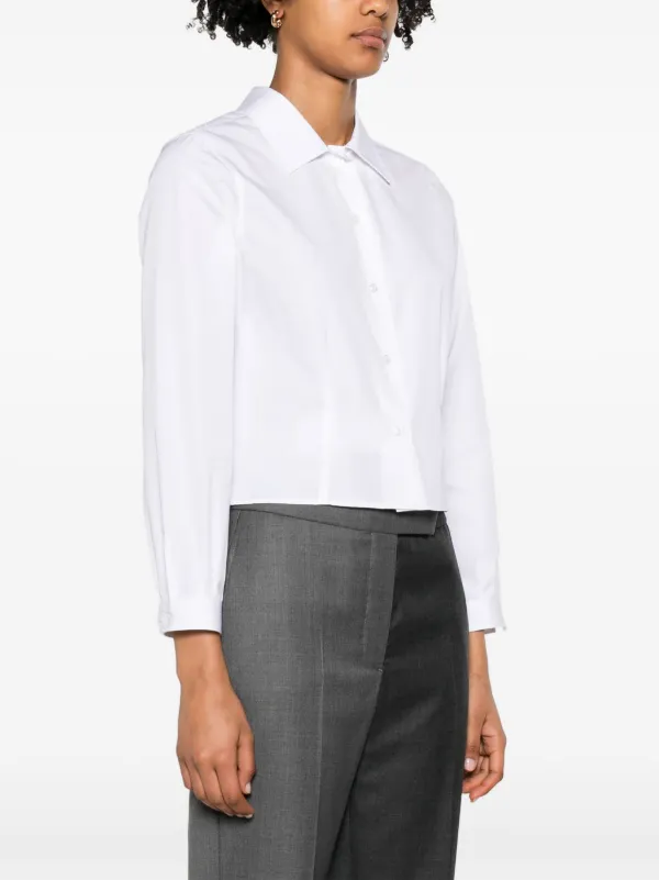 THOM BROWNE ホワイト クロップドシャツ 1/m THOM BROWNE ホワイト クロップドシャツ 1/m