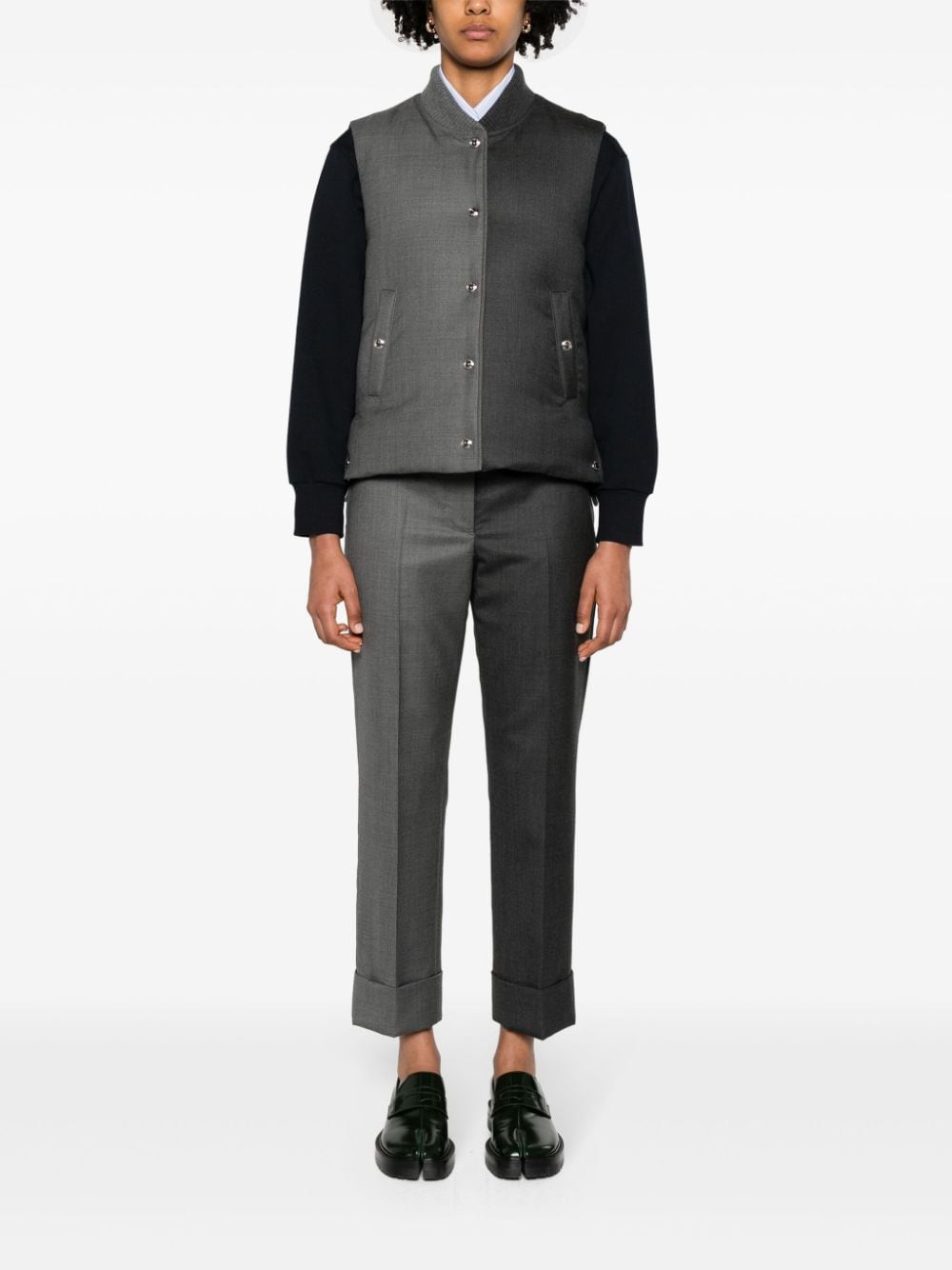 Shop Thom Browne Tapered-leg Wool Trousers In Grey