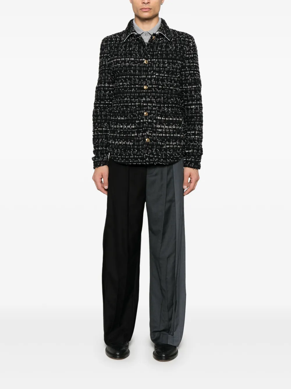 Thom Browne Tweed denim jack met lint - Zwart