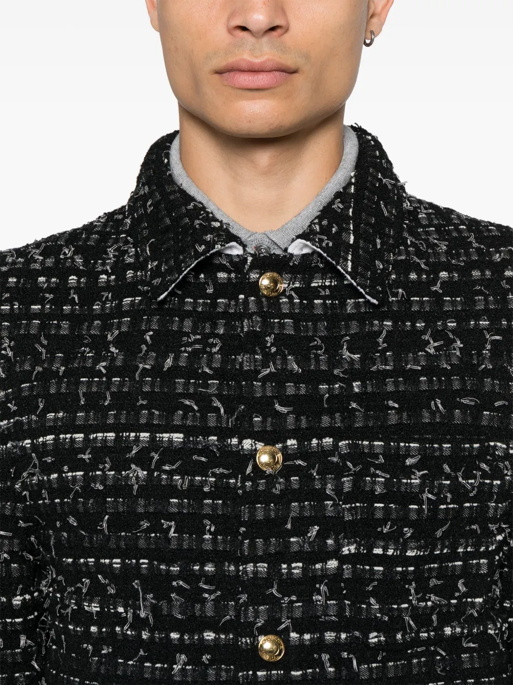 Thom Browne Tweed denim jack met lint Zwart
