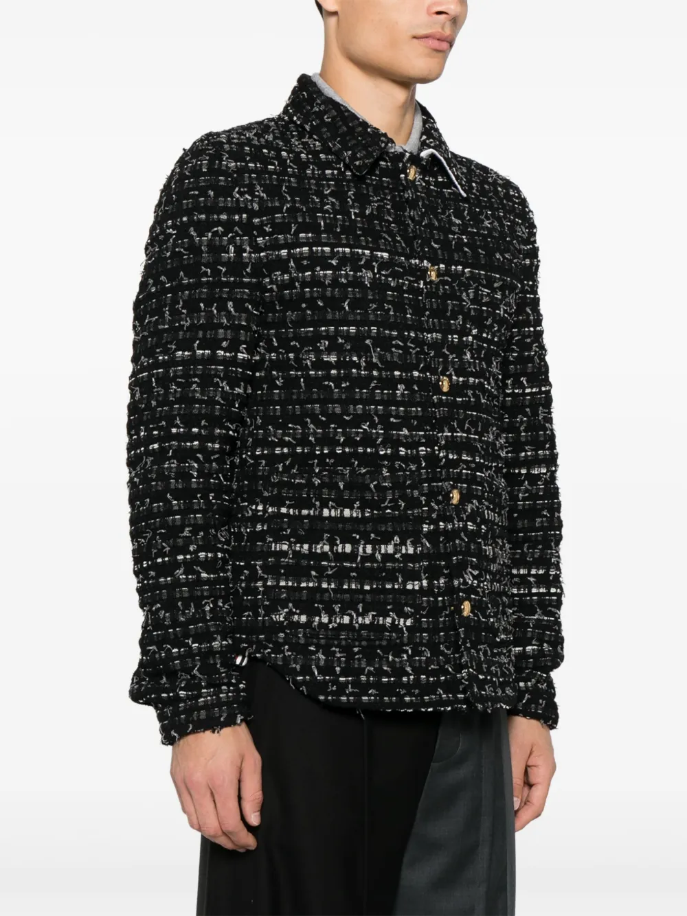 Thom Browne Tweed denim jack met lint Zwart