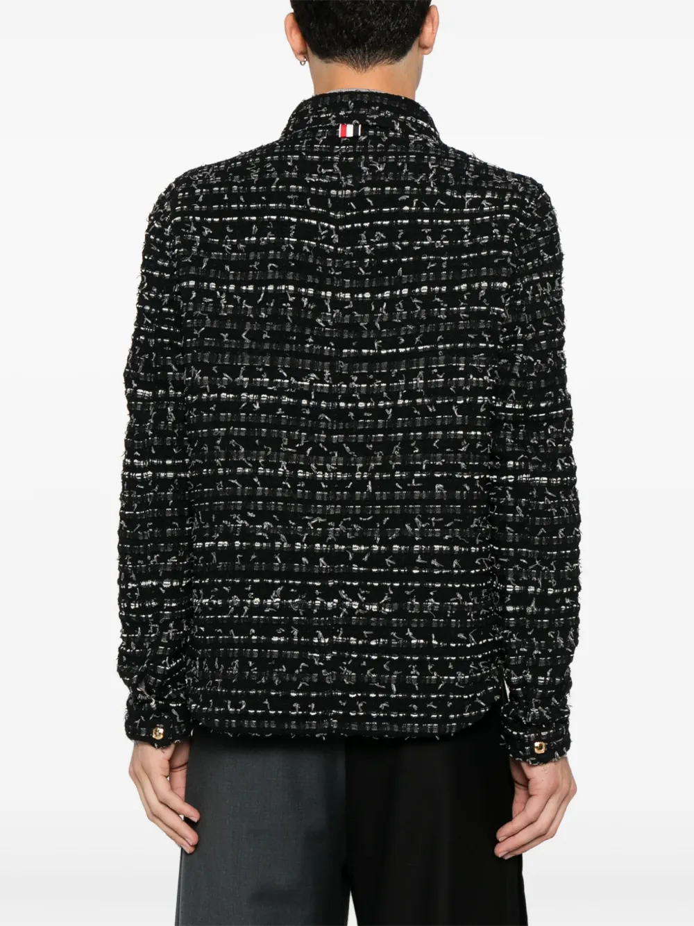 Thom Browne Tweed denim jack met lint Zwart