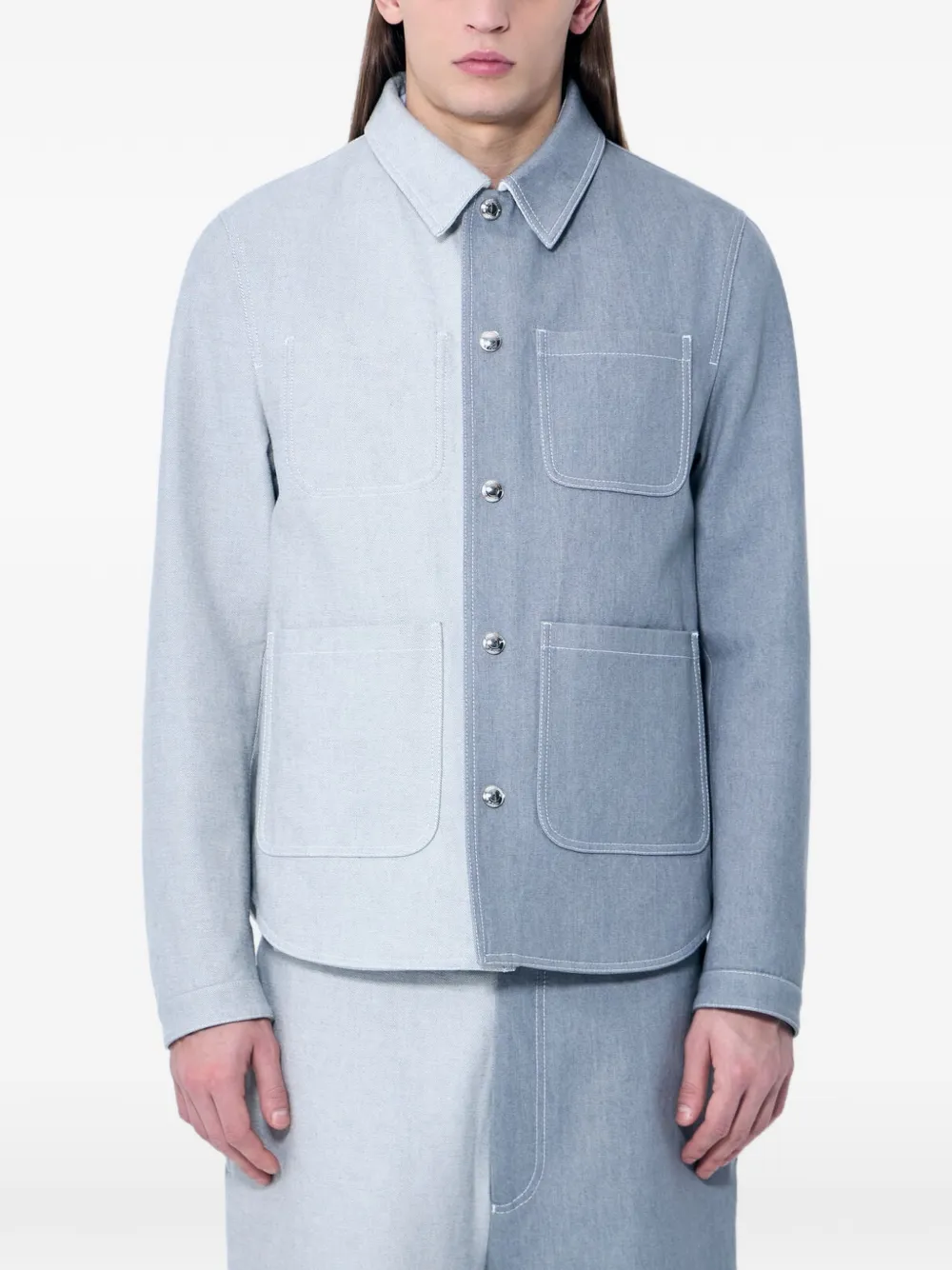 Thom Browne Cargo denim shirtjack Grijs