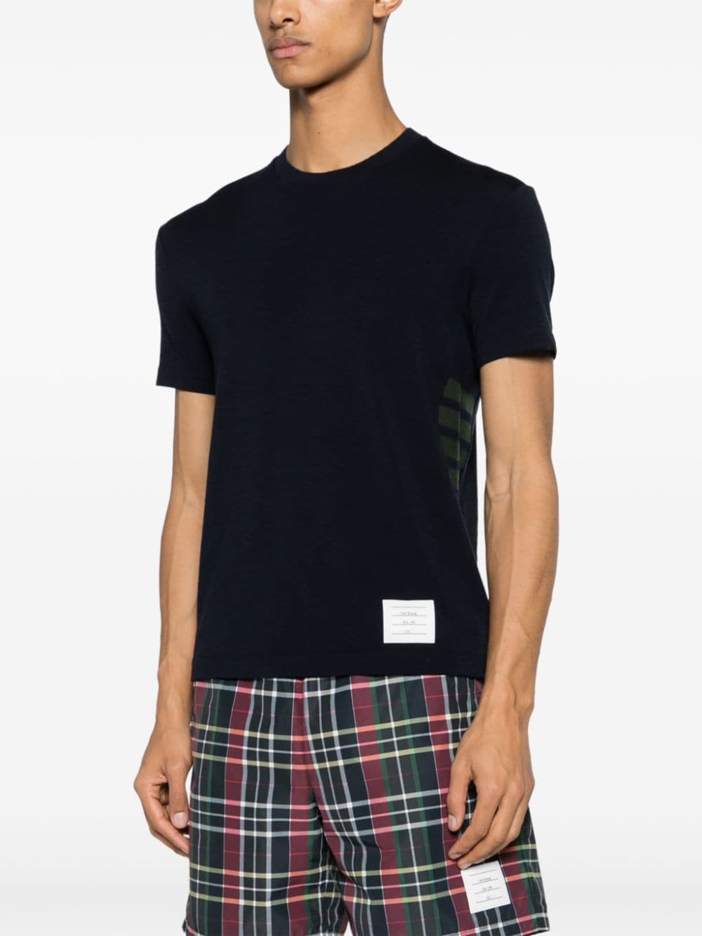 Shop Thom Browne Stripe-detailing Wool T-shirt In 蓝色