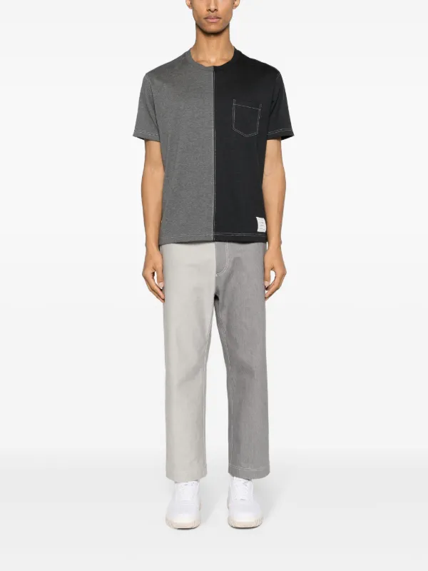 Thom Browne two-tone Cotton T-shirt | Grey | FARFETCH ID