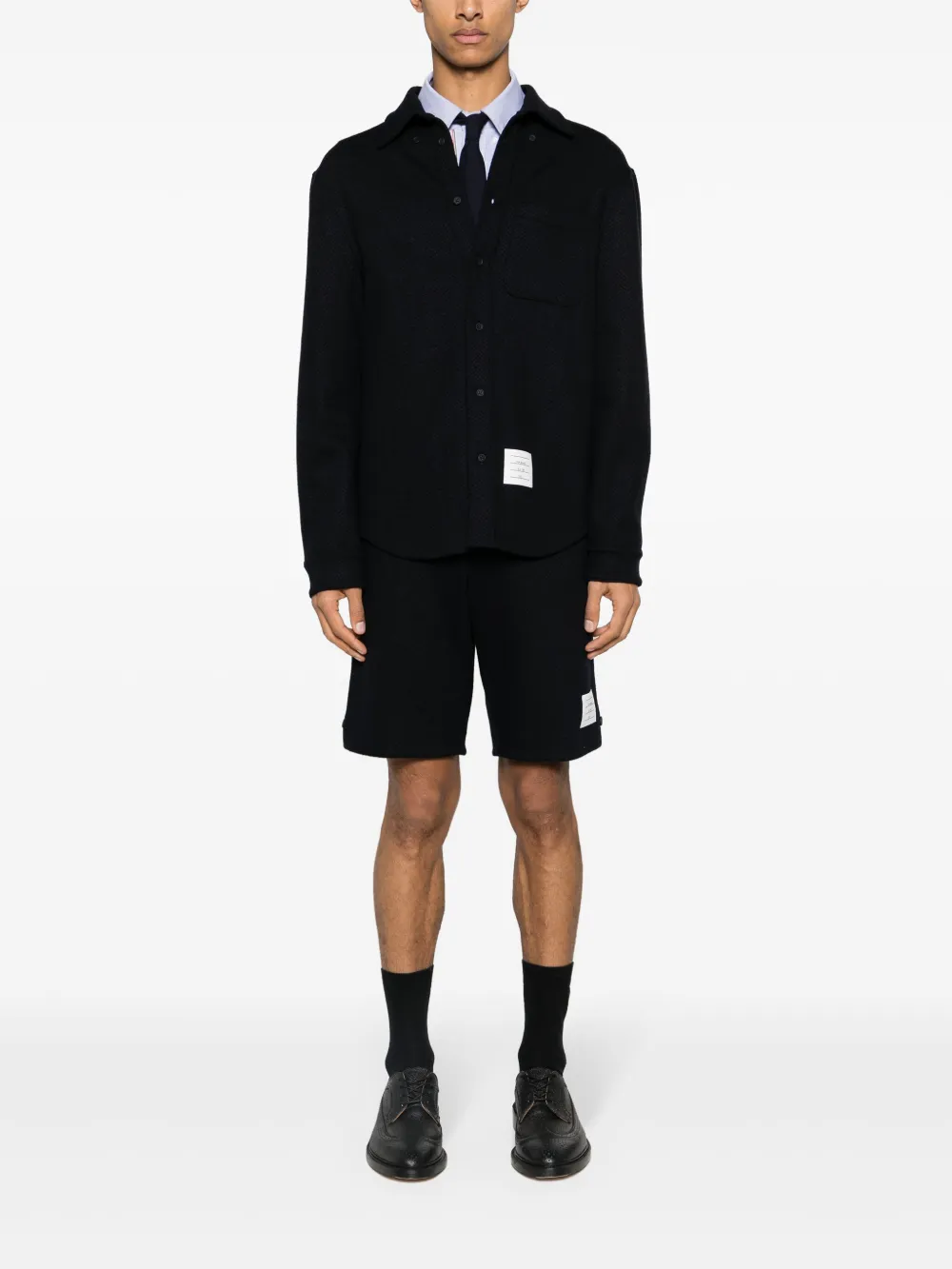 Thom Browne Katoenen shirtjack met visgraat-patroon - Blauw