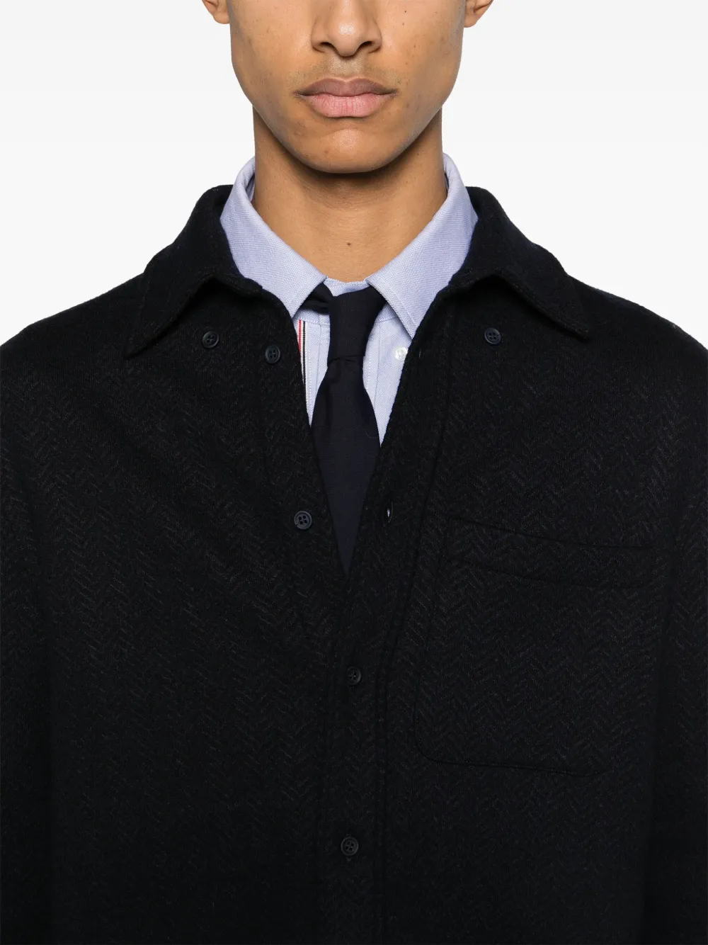 Thom Browne Katoenen shirtjack met visgraat-patroon Blauw