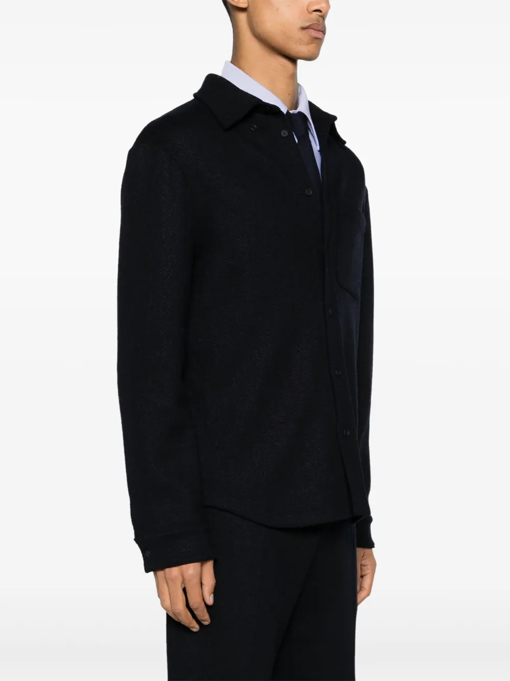 Thom Browne Katoenen shirtjack met visgraat-patroon Blauw
