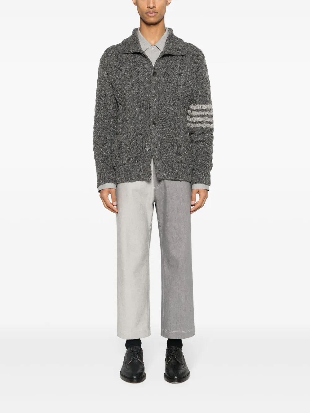 Thom Browne 4-Bar stripe cable-knit cardigan | Cardigans | Image 2