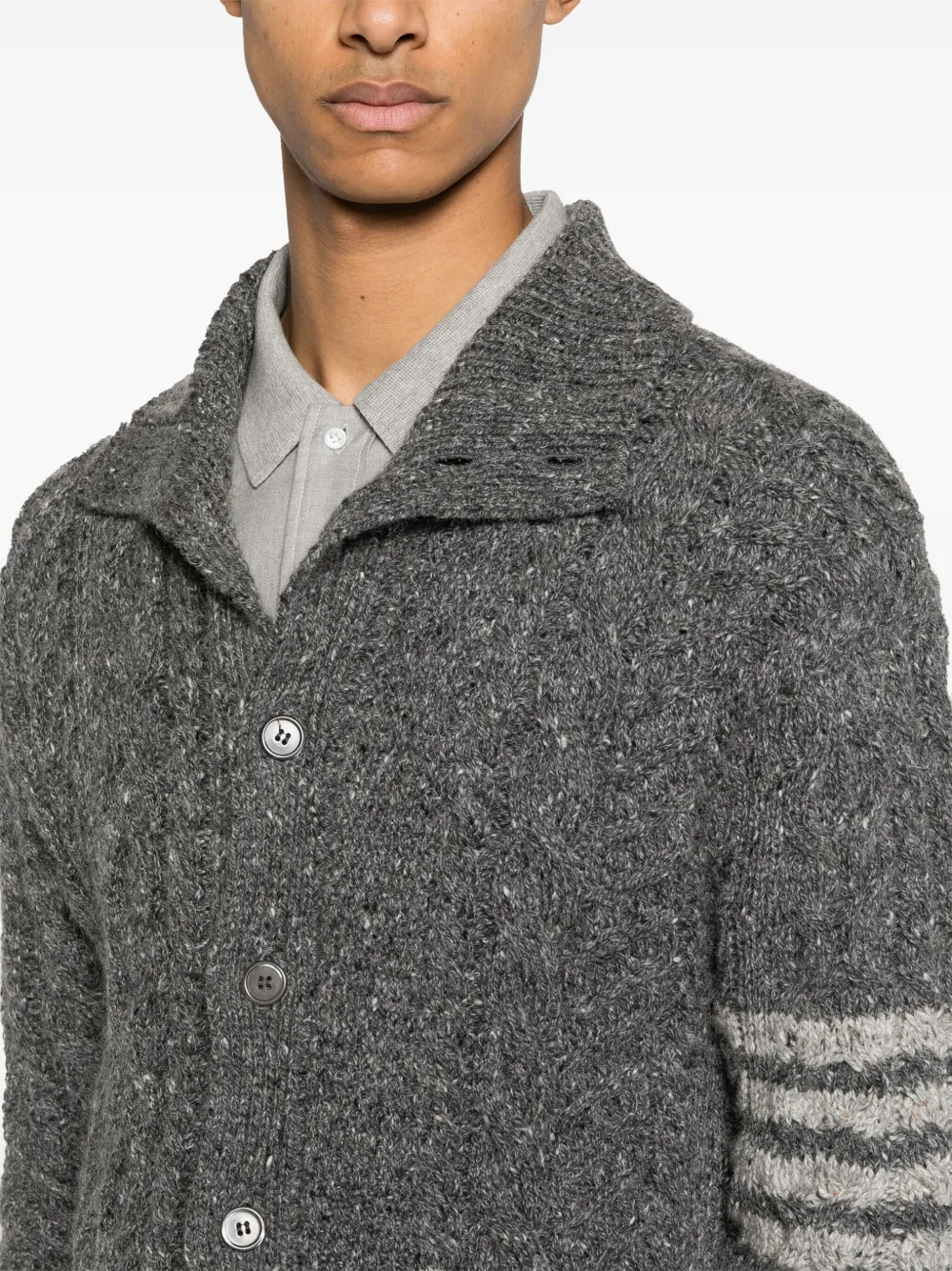 Thom Browne Kabelgebreid vest met vier strepen Grijs