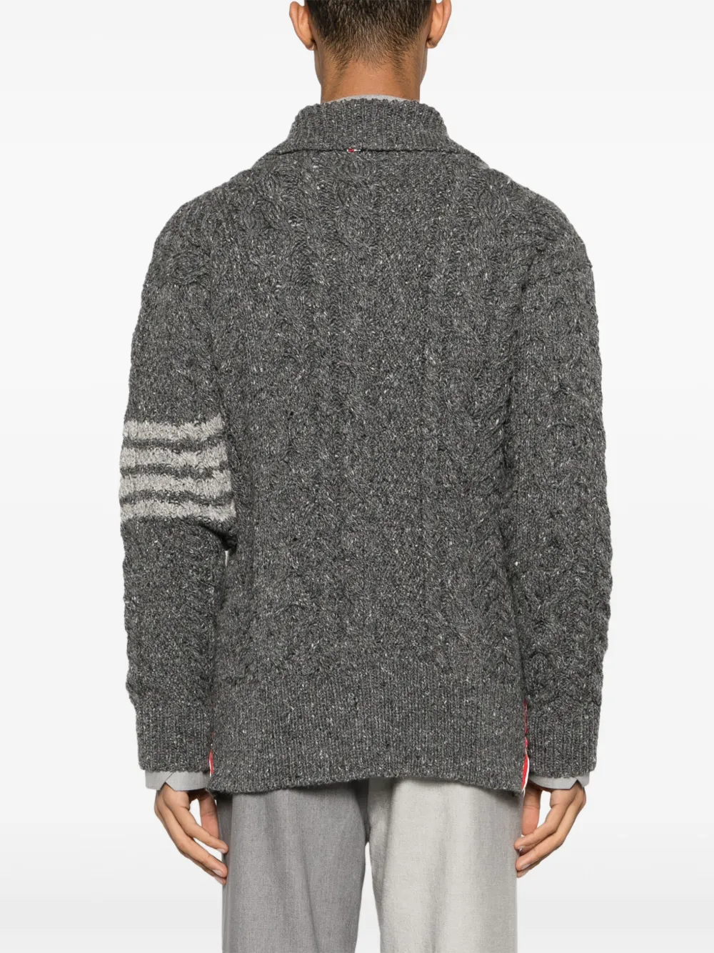Thom Browne Kabelgebreid vest met vier strepen Grijs