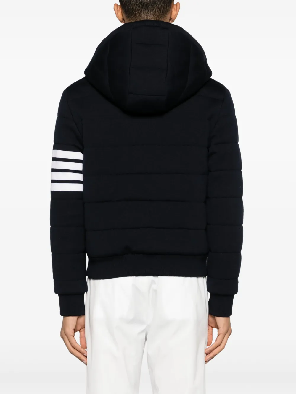 Thom Browne 4-Bar gestreept jack met capuchon Blauw