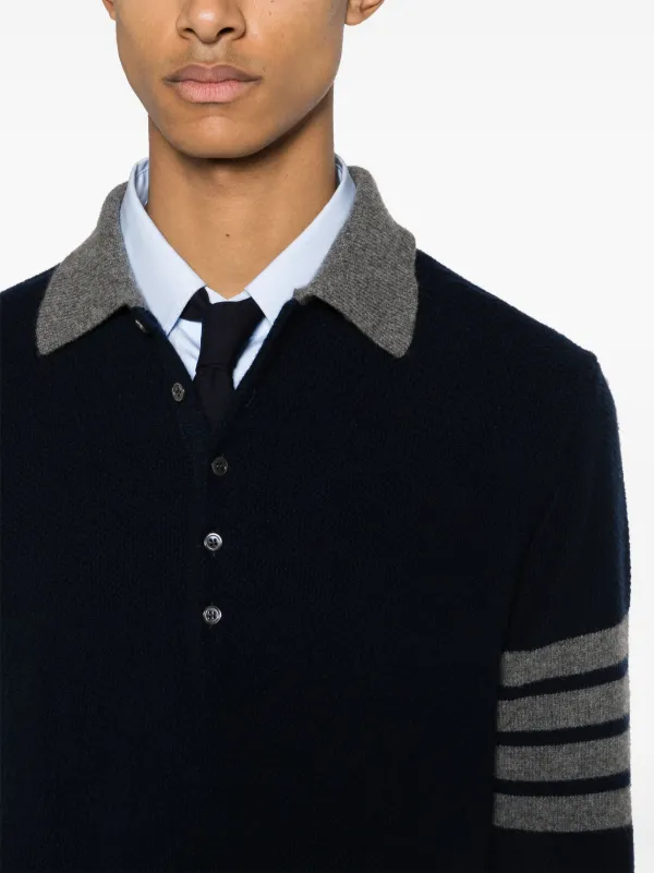 【ギフト】 Thom Browne FARFETCH | Blue | Shirt Polo Wool Virgin 4-Bar ジャケット・アウター